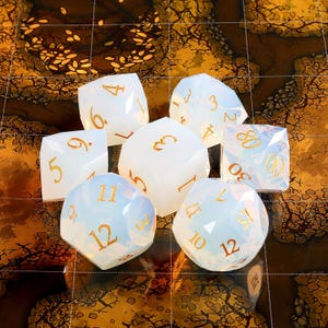 Opal DND Dice Set:Faceted Multi-faceted Prism Gemstone ,Sharp Edge Star Cut, Role Playing Game