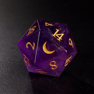 Amethyst DnD Dice Set Moon Version| Gemstone Dnd Dice Set | Dungeons and Dragons Tabletop Gaming RPG DND Role Polyhedra Gming Dice Set
