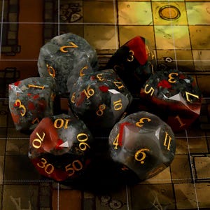 Natural Bloodstone DnD Dice Set| Multi-Faceted Gemstone Dice| Dungeons and Dragons Tabletop Gaming RPG DND Role Polyhedral Gaming Dice Set