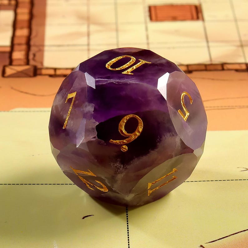 Amethyst DnD Dice Set| Multi-Faceted Gemstone|Meditate Gemstone| Dungeons and Dragons Tabletop Gaming RPG DND Role Polyhedra Gming Dice Set One D12 Only