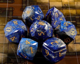 Unique Natural Lapis Lazuli Dnd Dice Full Set Star Faceset Multi-faceted Prism Gem D20 Dice|Natural Dragon Bloodstone Dice Set |Gemstone D20