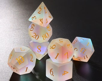 Raised Fantastic Glass Dnd Dice Set D&D Dice Set Dungeons and Dragons | Role Playing Game Dice Sets DND Accessories Gift