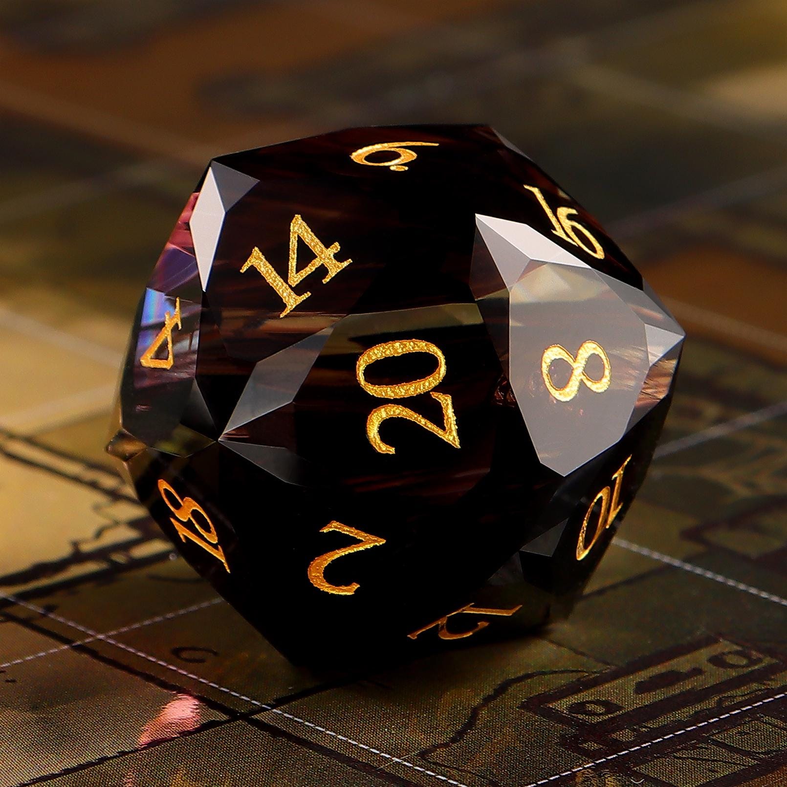 Mulberry Aurora Glas D&D Würfel Set: Stern facettierter facettierter Prisma Edelstein D20
