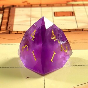 Amethyst DnD Dice Set| Multi-Faceted Gemstone|Meditate Gemstone| Dungeons and Dragons Tabletop Gaming RPG DND Role Polyhedra Gming Dice Set One D4 Only