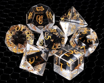 Full Set DND Dice Set| Clear Glass Polyhedral Dice Set | Gemstone DND Dice Set |D20 Dice Custom TRPG Dice|DnD Classes D20 Dice Set