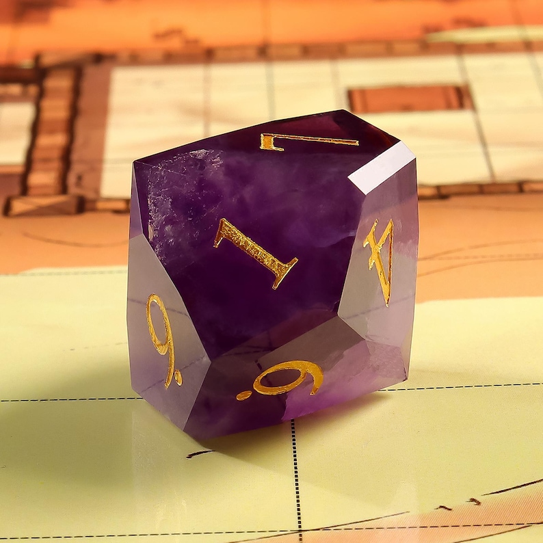 Amethyst DnD Dice Set| Multi-Faceted Gemstone|Meditate Gemstone| Dungeons and Dragons Tabletop Gaming RPG DND Role Polyhedra Gming Dice Set One D10 Only