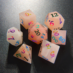 Rose Quartz Dnd Dice | Vibrant Electroplated Numbers - Matte Finish| Dungeons and Dragons Tabletop  RPG| MTG Role Polyhedral Dice Set| D20