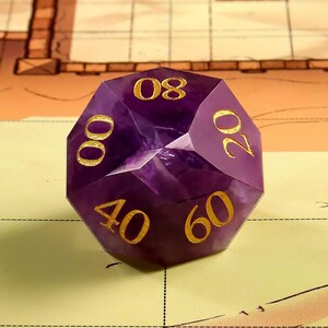 Amethyst DnD Dice Set| Multi-Faceted Gemstone|Meditate Gemstone| Dungeons and Dragons Tabletop Gaming RPG DND Role Polyhedra Gming Dice Set One D% Only