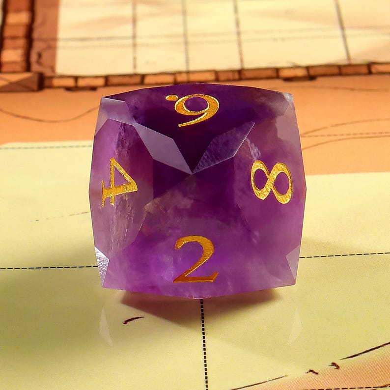 Amethyst DnD Dice Set| Multi-Faceted Gemstone|Meditate Gemstone| Dungeons and Dragons Tabletop Gaming RPG DND Role Polyhedra Gming Dice Set One D8 Only