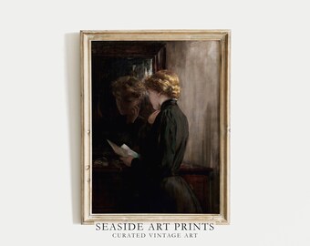 Vintage woman portrait art print - Moody woman oil painting, Antique wall art, Muted wall decor, Soft tones interior decor, MAILED PRINT