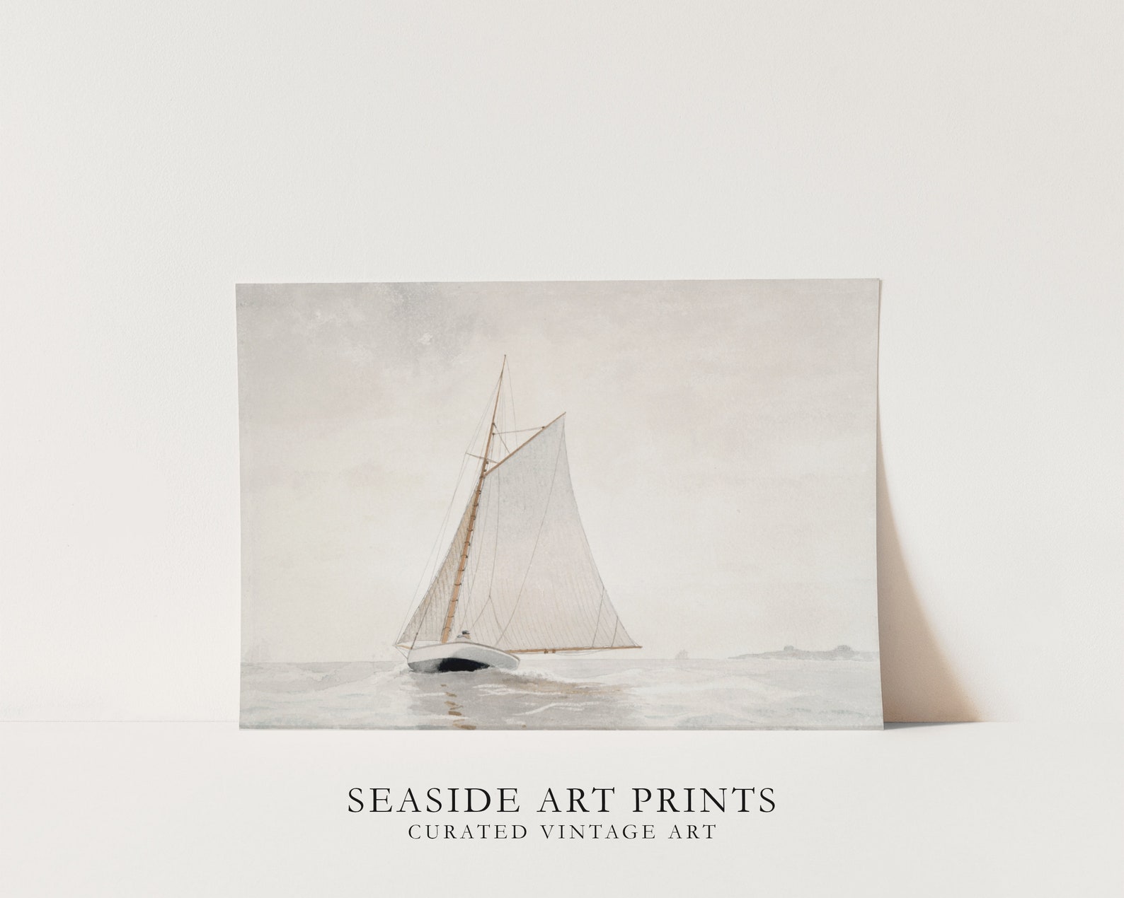 Watercolor Sailboat Art Print - Vintage Seascape Painting, Coastal Wall ...