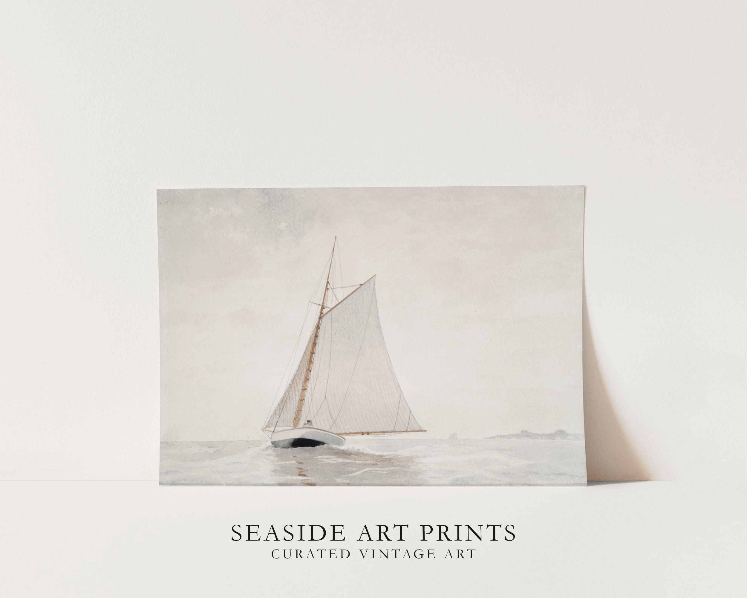 Watercolor Sailboat Art Print - Vintage Seascape Painting, Coastal Wall ...