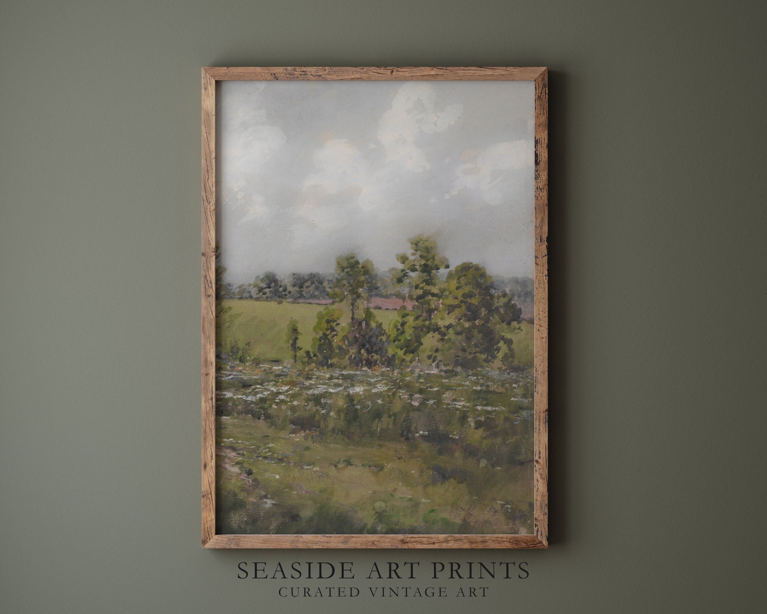Antique Spring Meadow Art Print - Set of Two, Vintage Country Landscape ...