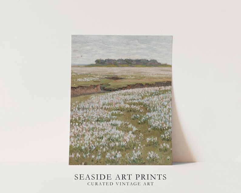 Antique Spring Meadow Art Print - Set of Two, Vintage Landscape Oil ...