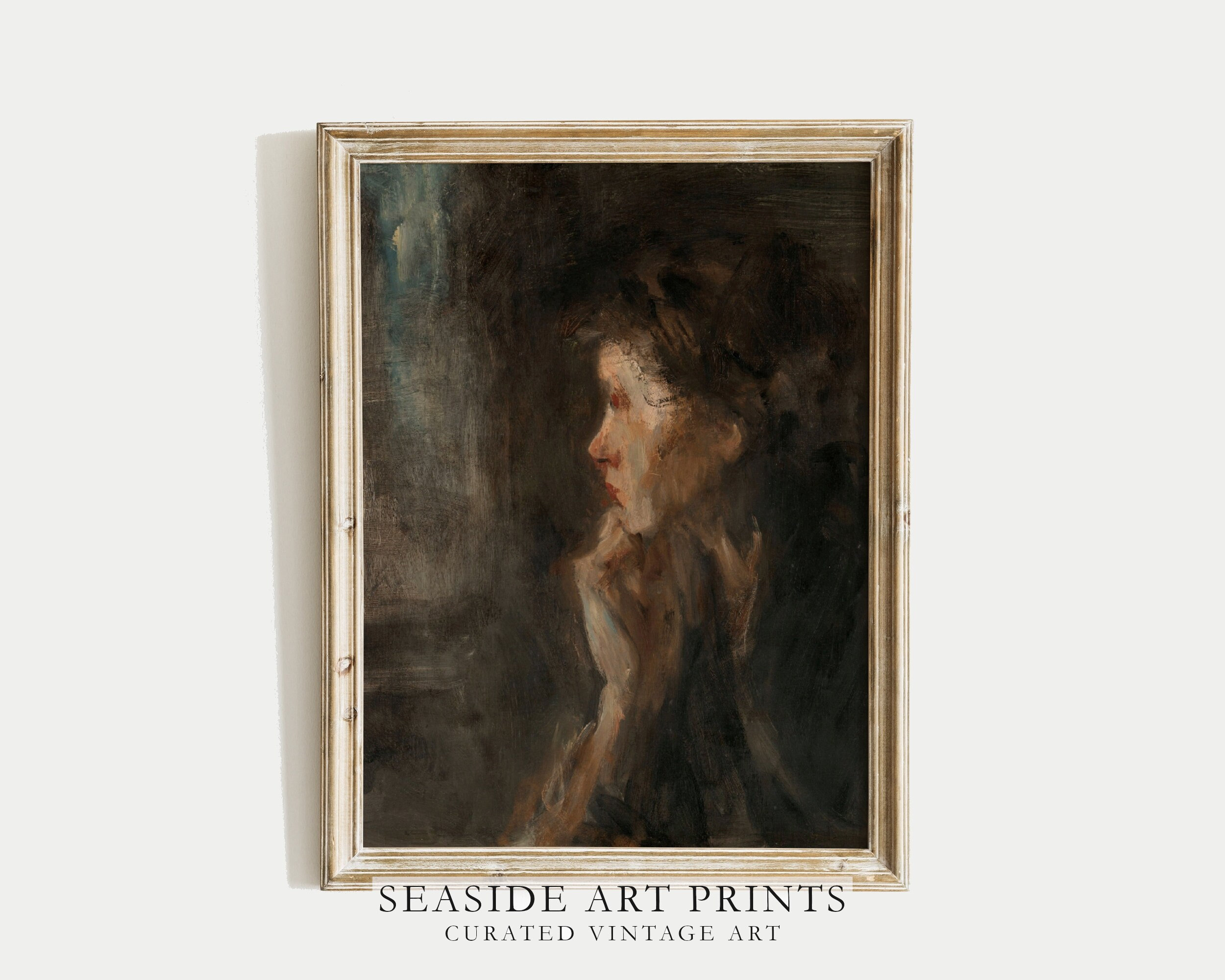 Antique Woman Portrait Art Print - Vintage Woman Oil Painting, Neutral ...