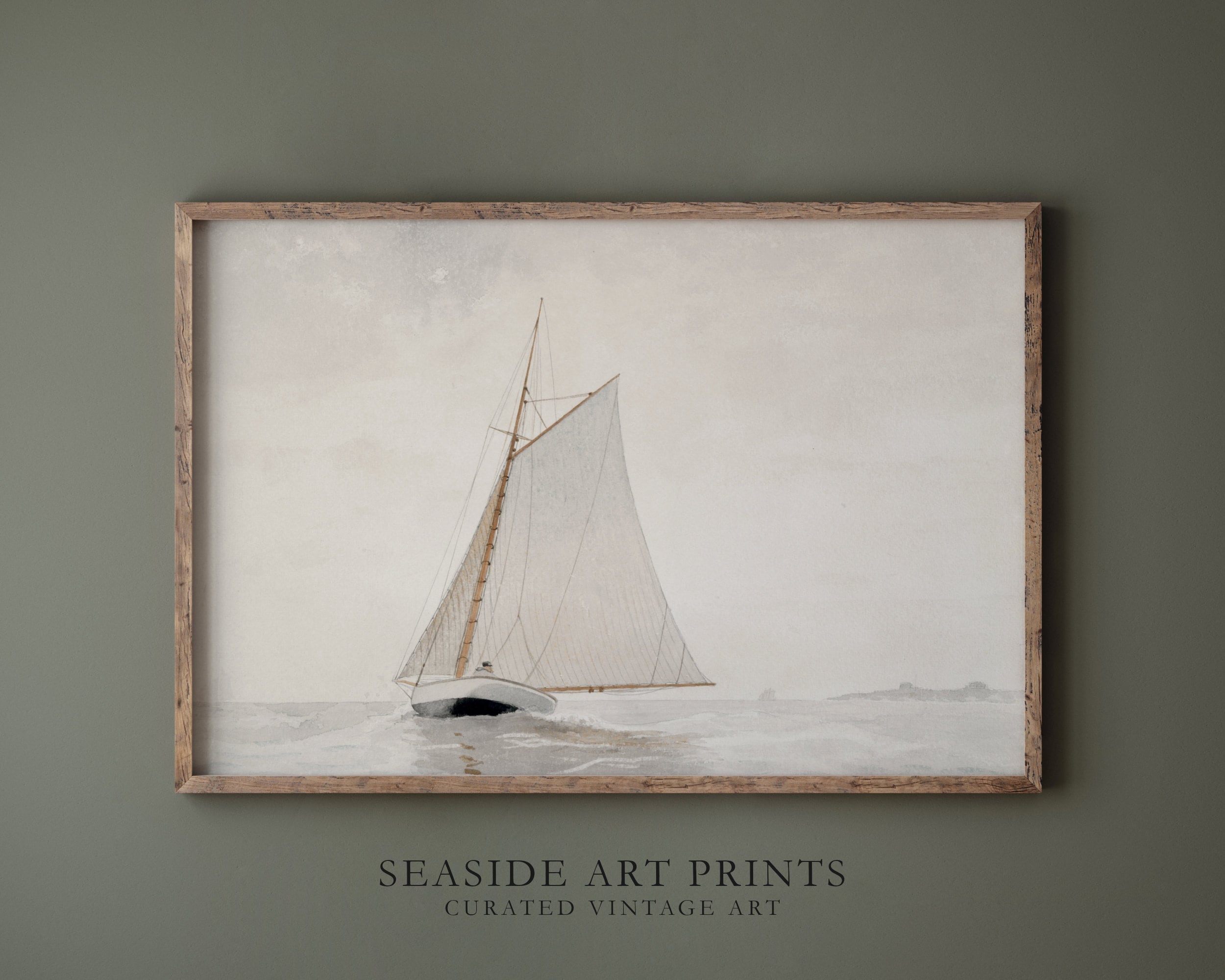Watercolor Sailboat Art Print - Vintage Seascape Painting, Coastal Wall ...