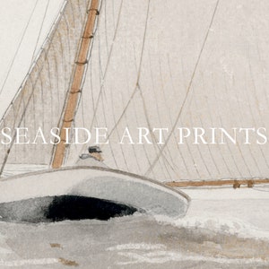 Watercolor Sailboat Art Print - Vintage Seascape Painting, Coastal Wall ...