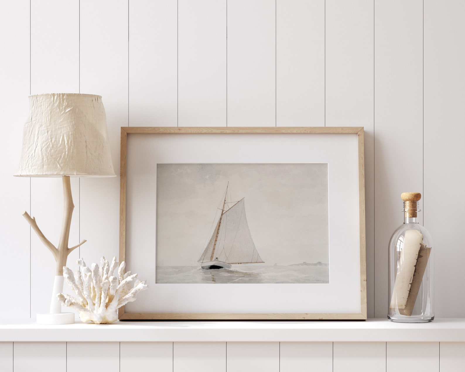 Watercolor Sailboat Art Print Vintage Seascape Painting, Coastal Wall ...