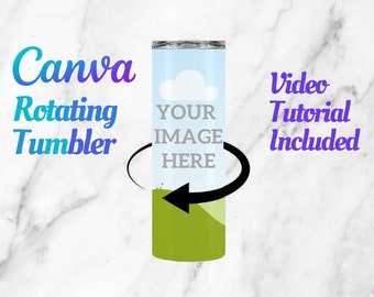 Tumbler Video Mockup Animation for 20oz skinney tumbler with instructions, full view wrap mockup, transparent background mockup