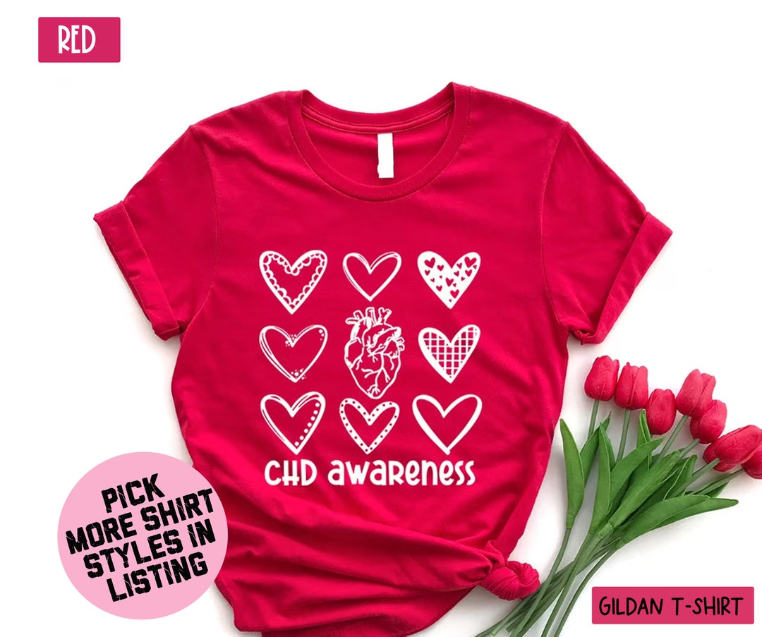 CHD Awareness Tshirt, Anatomical Heart Tee, Heart Disease Awareness