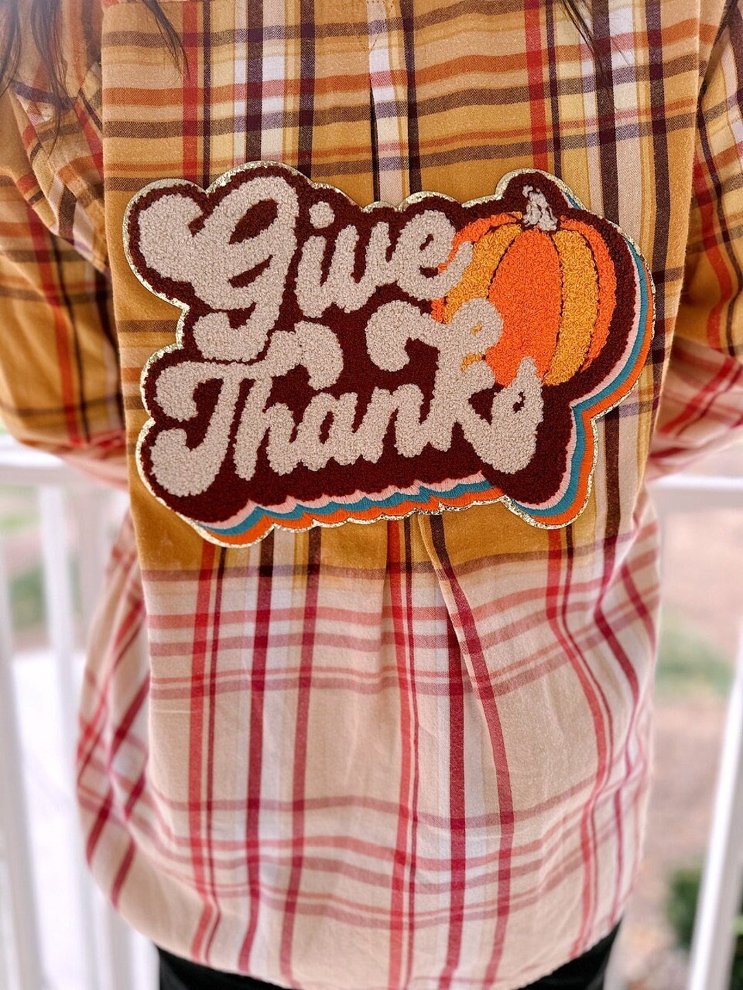 Give Thanks Custom Bleached Flannel Thanksgiving Style - Etsy