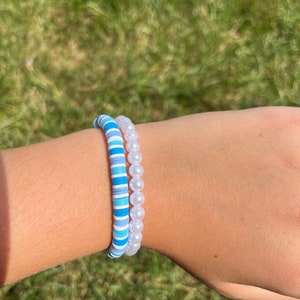 Blue Ocean and Pearl Bracelet Set