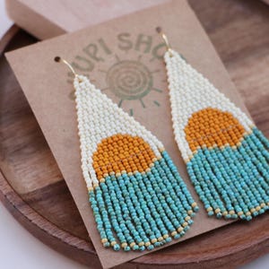 Sunset Beaded Fringe Earrings