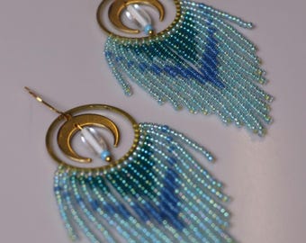 Southern Water Tribe Jewelry: Ice Blue Moon Earrings