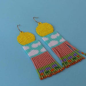 Blue Sky Cloud Beaded Earrings: Kawaii Dangle Earrings