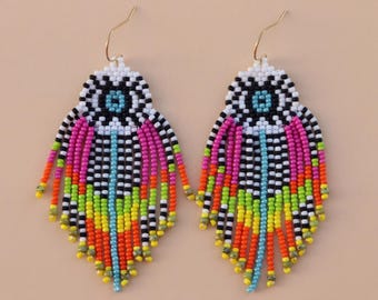 Colorful Beaded Evil Eye Earrings