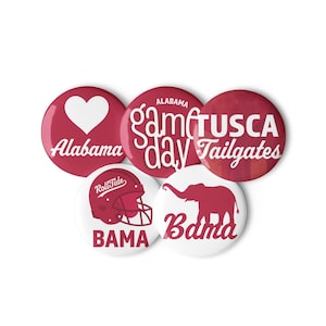 Set of Alabama Game Day pin buttons