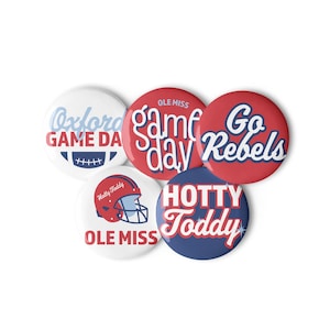 Set of Ole Miss Game Day pin buttons