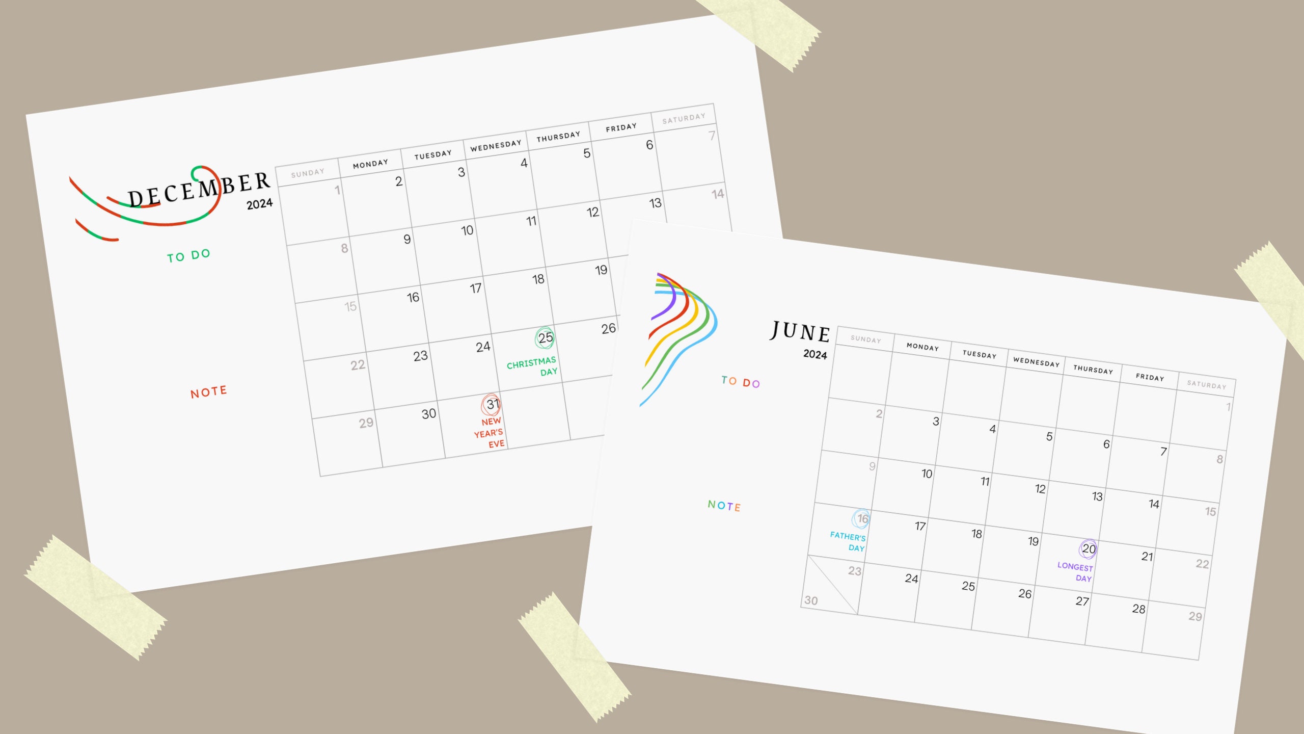 2024 Calendar Funny Colorful Calendar Printable Digital - Etsy