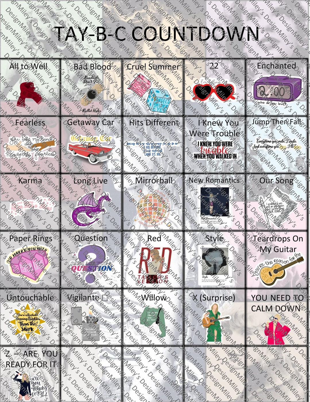 Taylor Swift Countdown Etsy