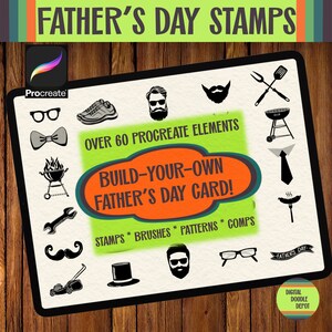 Father's Day Card Procreate Stamps and Brushes, DIY Father's Day Card, Father's Day Gift, Procreate Brushes, Procreate Stamps