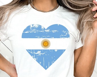 Argentina Flag Heart Tee, Argentina Flag Shirt, Argentina Heart Shirt, Argentina Pride, Argentina Shirt, Argentina Tee, Argentina T-Shirt