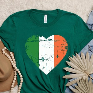 Love Ireland Flag Tee, Ireland Flag T-Shirt, Love Ireland Shirt, Heart Ireland Shirt, Ireland Flag Shirt, Ireland Flag Tee, Ireland Gift