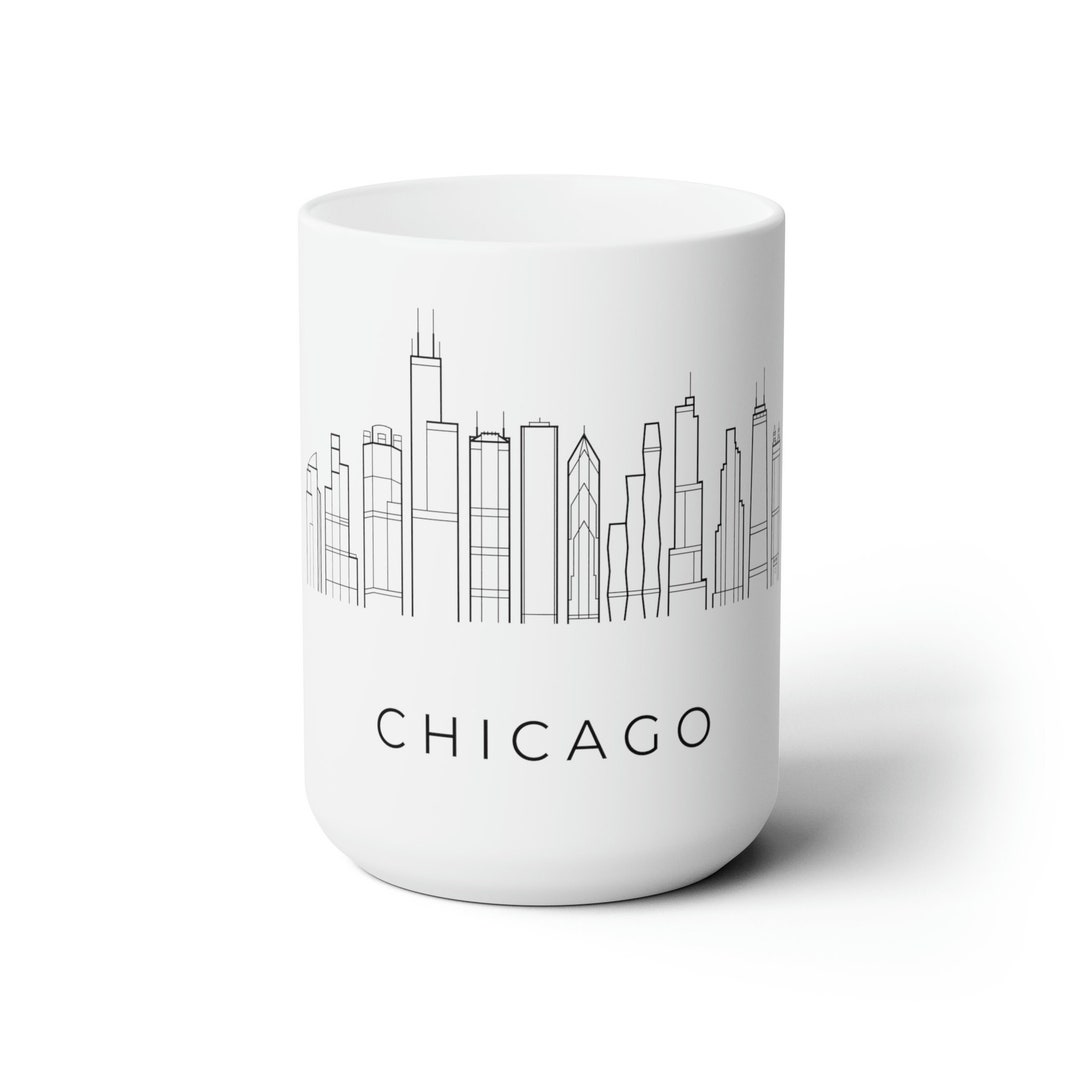 Chicago Mug Large Chicago Mug Chicago Gift Chicago Skyline Etsy
