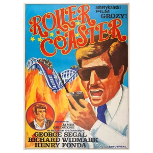 Rollercoaster. Original vintage 1977 Polish poster by MARIA IHNATOWICZ. Polish school of posters