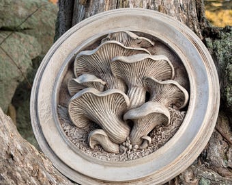 Handmade Mushroom Wall Sculpture: Plaster Fungal Relief Art, Nature Decor