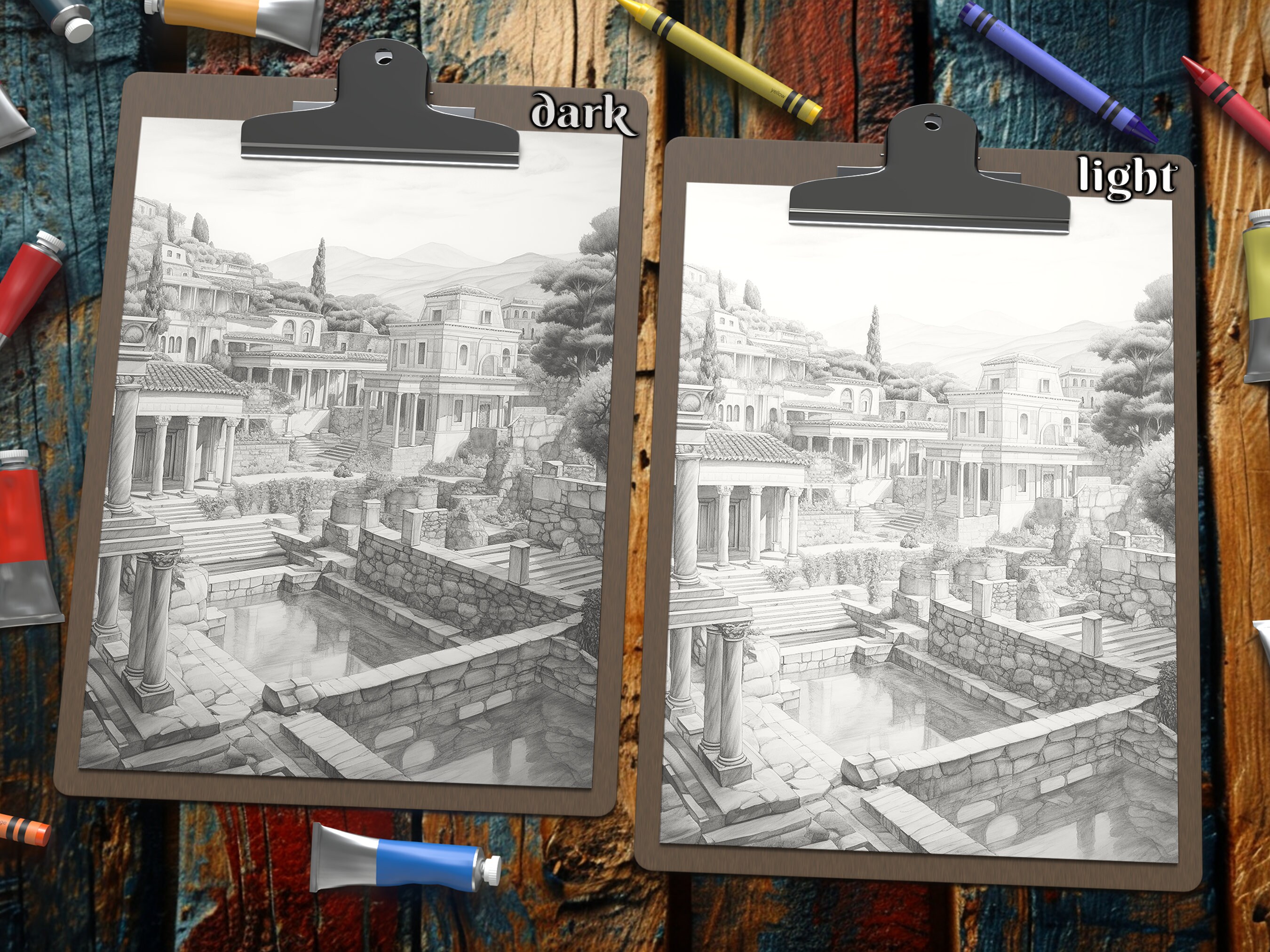 Ancient Rome Adult Grayscale Coloring Pages Beautiful Landscapes ...