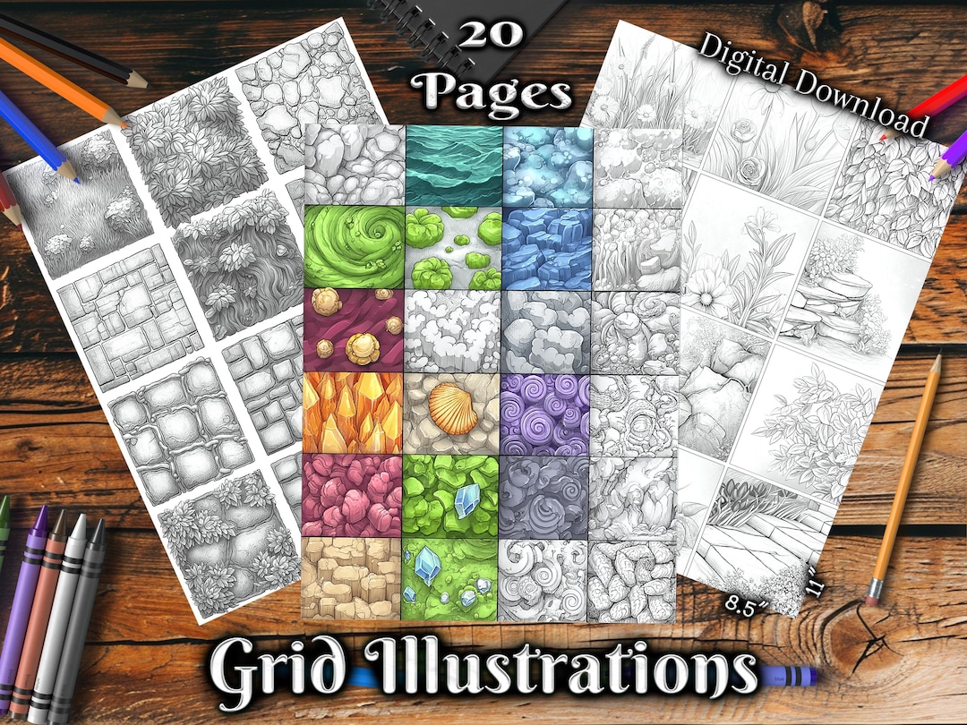 Grayscale Coloring Pages - Download, Print and Color - Grid ...