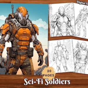 Sci-Fi Soldiers Coloring Book Science Fiction for Teens and Adults Coloring Page  Digital Download Printable Coloring Pages PDF