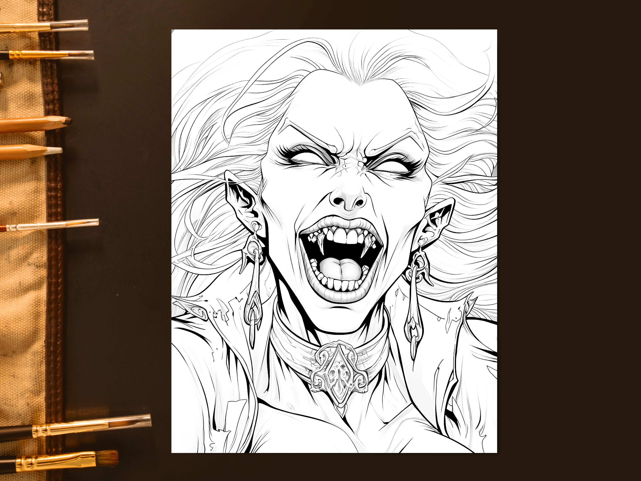 Vampires Adult Coloring Book Fantasy Creatures Coloring Page Digital ...