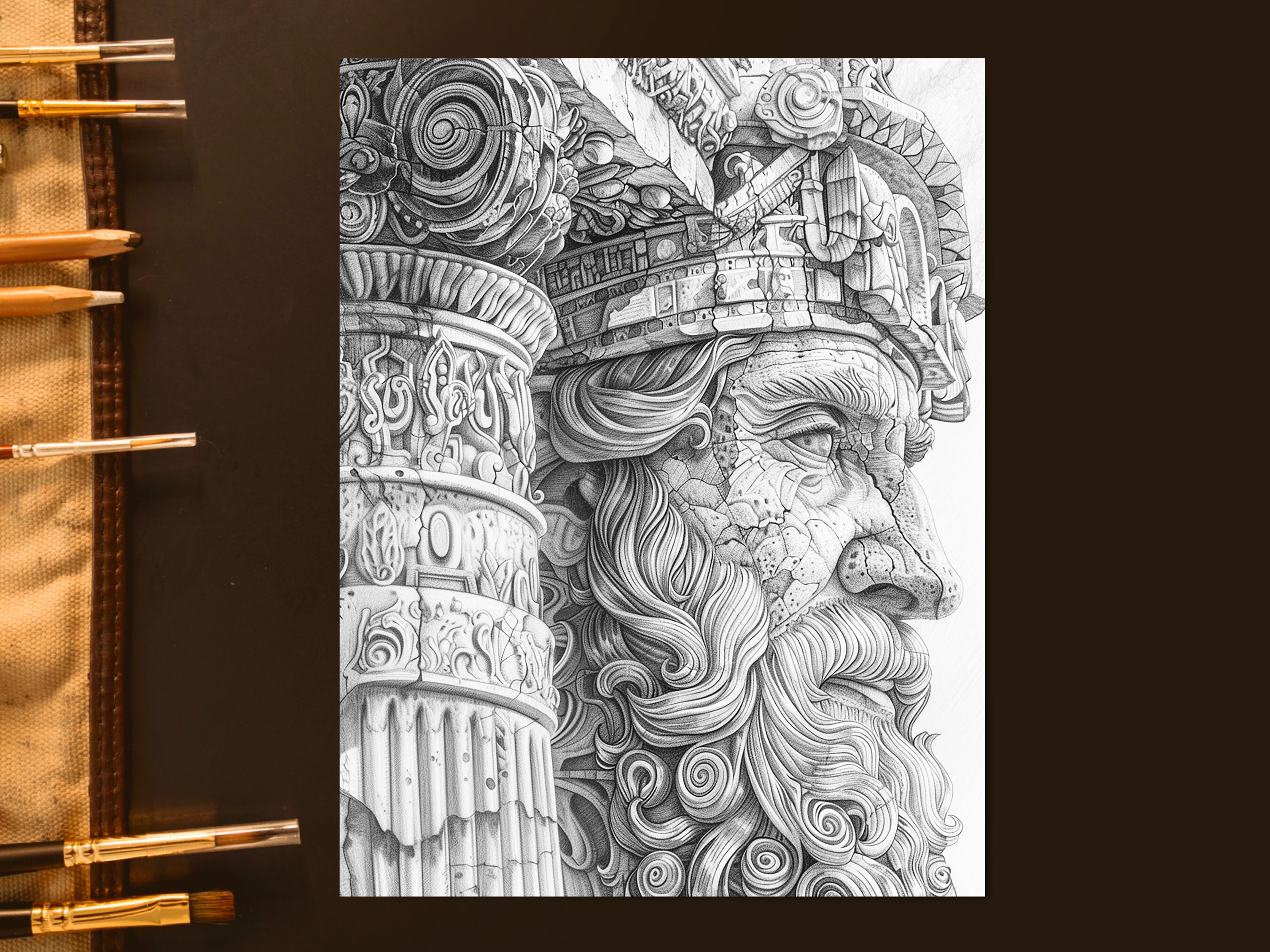 Fantasy Ancient City Ruins Adult Coloring Pages | Lost Civilization ...