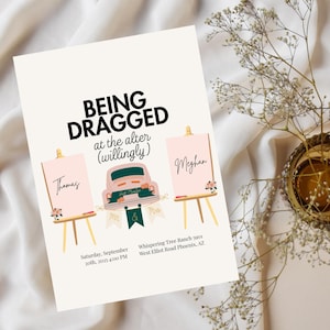 Convite de casamento engraçado – Ser arrastado para o altar – Modelo editável do Canva