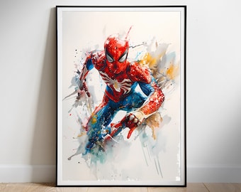 Spiderman Watercolor Poster: Superhero Movie Print (Digital Download)