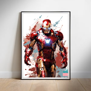 Póster de superhéroe, descarga digital, Iron Man, impresión de la película Fan Art, decoración de pared imprimible, regalo para el nuevo hogar