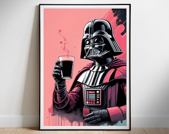 Coffee poster, Star Wars, Darth Vader print, Digital Download, Printable Wall Art, Home Decor