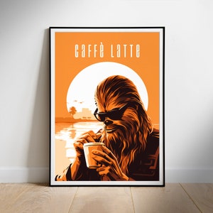 Star Wars-poster, Chewbacca | Koffieprint | Fanart-filmafdruk, digitale download | Afdrukbare muurkunst | Woondecoraties